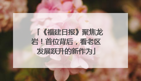 《福建日报》聚焦龙岩！首位背后，看老区发展跃升的新作为