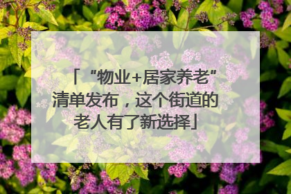 “物业+居家养老”清单发布，这个街道的老人有了新选择