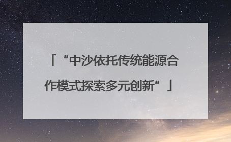 “中沙依托传统能源合作模式探索多元创新”