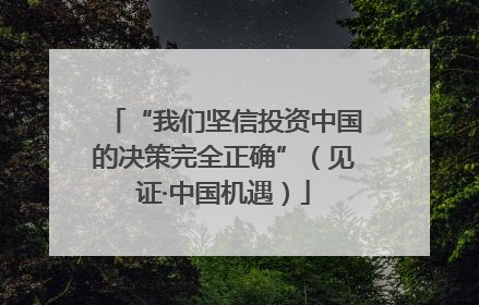 “我们坚信投资中国的决策完全正确”（见证·中国机遇）