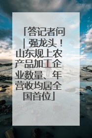 答记者问｜强龙头！山东规上农产品加工企业数量、年营收均居全国首位