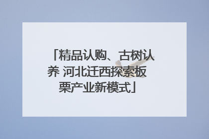 精品认购、古树认养 河北迁西探索板栗产业新模式
