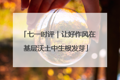 七一时评｜让好作风在基层沃土中生根发芽