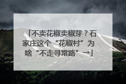 不卖花椒卖椒芽？石家庄这个“花椒村”为啥“不走寻常路”→