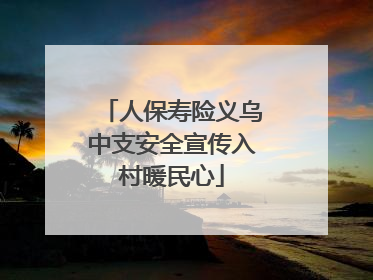 人保寿险义乌中支安全宣传入村暖民心