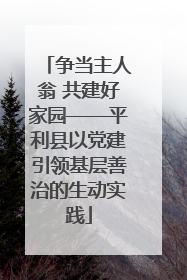 争当主人翁 共建好家园——平利县以党建引领基层善治的生动实践