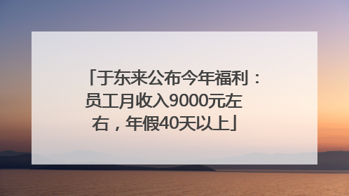 于东来公布今年福利：员工月收入9000元左右，年假40天以上