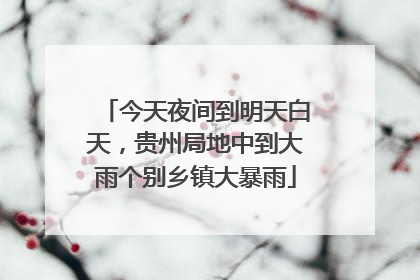 今天夜间到明天白天，贵州局地中到大雨个别乡镇大暴雨