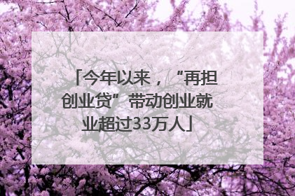 今年以来，“再担创业贷”带动创业就业超过33万人