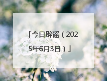 今日辟谣（2025年6月3日）