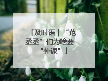 及时语｜“范丞丞”们为啥要“补课”