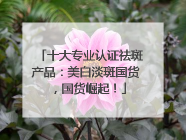 十大专业认证祛斑产品：美白淡斑国货，国货崛起！