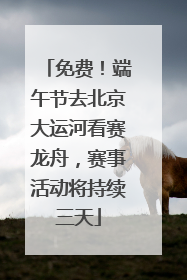 免费！端午节去北京大运河看赛龙舟，赛事活动将持续三天