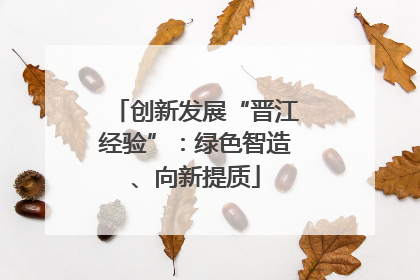 创新发展“晋江经验”：绿色智造、向新提质