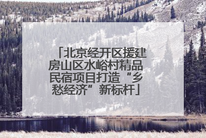北京经开区援建房山区水峪村精品民宿项目打造“乡愁经济”新标杆