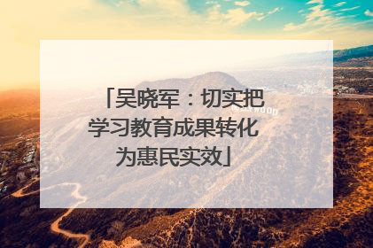 吴晓军：切实把学习教育成果转化为惠民实效