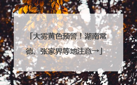 大雾黄色预警！湖南常德、张家界等地注意→