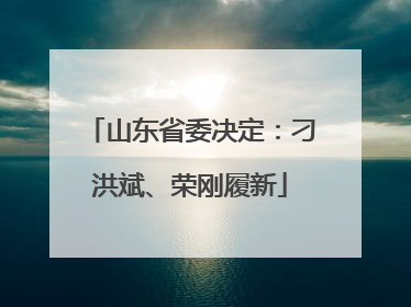 山东省委决定：刁洪斌、荣刚履新