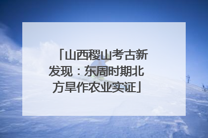 山西稷山考古新发现：东周时期北方旱作农业实证