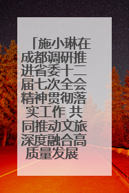 施小琳在成都调研推进省委十二届七次全会精神贯彻落实工作 共同推动文旅深度融合高质量发展 加快打造支柱产业民生产业幸福产业