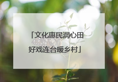 文化惠民润心田 好戏连台暖乡村