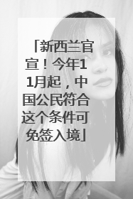 新西兰官宣！今年11月起，中国公民符合这个条件可免签入境