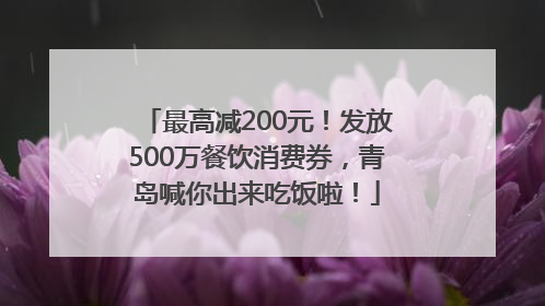 最高减200元！发放500万餐饮消费券，青岛喊你出来吃饭啦！