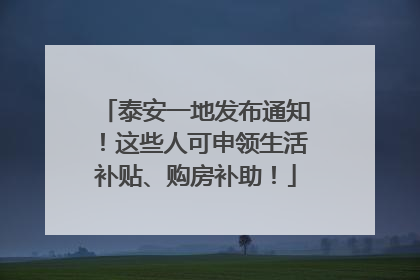 泰安一地发布通知！这些人可申领生活补贴、购房补助！