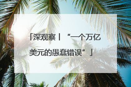 深观察丨“一个万亿美元的愚蠢错误”