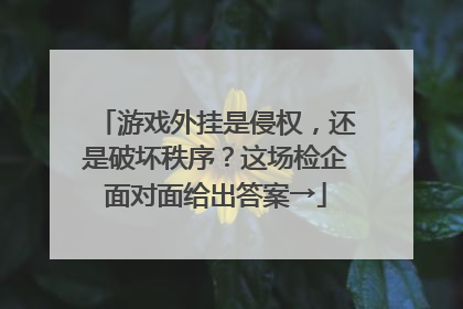 游戏外挂是侵权，还是破坏秩序？这场检企面对面给出答案→