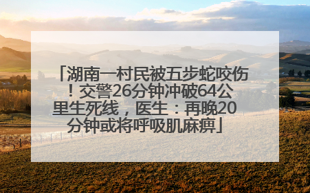 湖南一村民被五步蛇咬伤！交警26分钟冲破64公里生死线，医生：再晚20分钟或将呼吸肌麻痹
