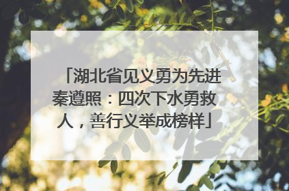 湖北省见义勇为先进秦遵照：四次下水勇救人，善行义举成榜样