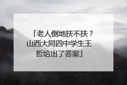 老人倒地扶不扶？山西大同四中学生王哲给出了答案