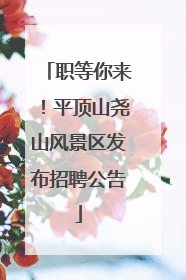 职等你来！平顶山尧山风景区发布招聘公告