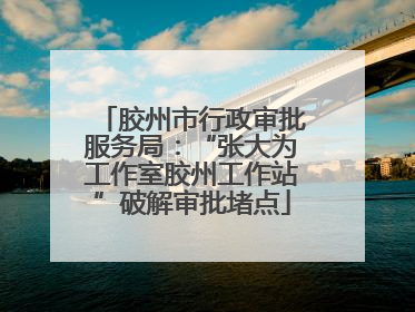 胶州市行政审批服务局：“张大为工作室胶州工作站”破解审批堵点