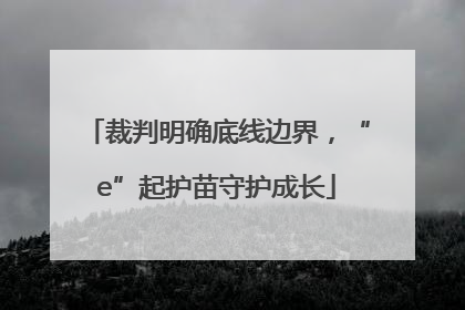 裁判明确底线边界，“e”起护苗守护成长