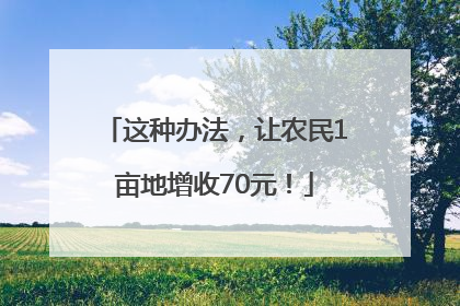 这种办法，让农民1亩地增收70元！