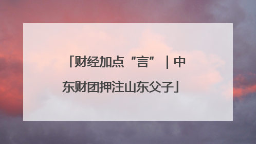 财经加点“言”｜中东财团押注山东父子