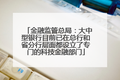金融监管总局：大中型银行目前已在总行和省分行层面都设立了专门的科技金融部门