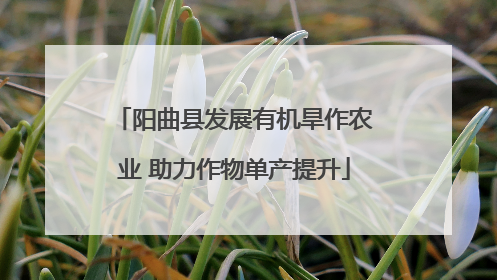 阳曲县发展有机旱作农业 助力作物单产提升