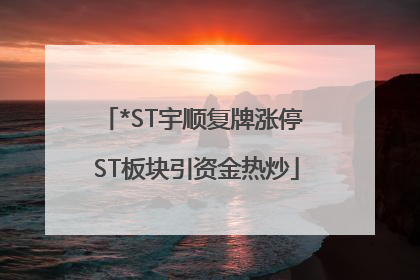 *ST宇顺复牌涨停 ST板块引资金热炒