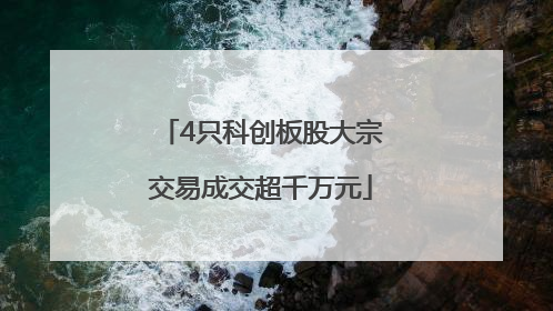 4只科创板股大宗交易成交超千万元