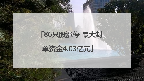 86只股涨停 最大封单资金4.03亿元